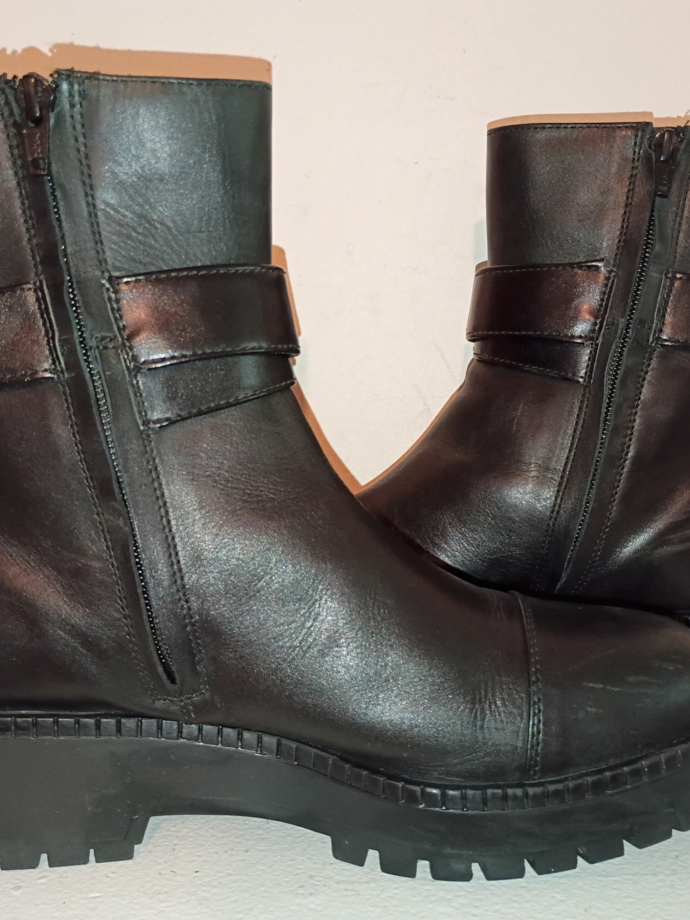 Crown Vintage Black Leather Ankle Boot with Gold Buckle - Picture 9 of 13